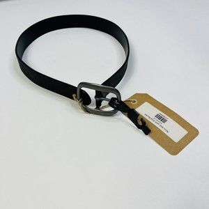 NWT Peter Nappi Black Nero Leather Belt w/ Oval Single Prong Buckle Size 28/70